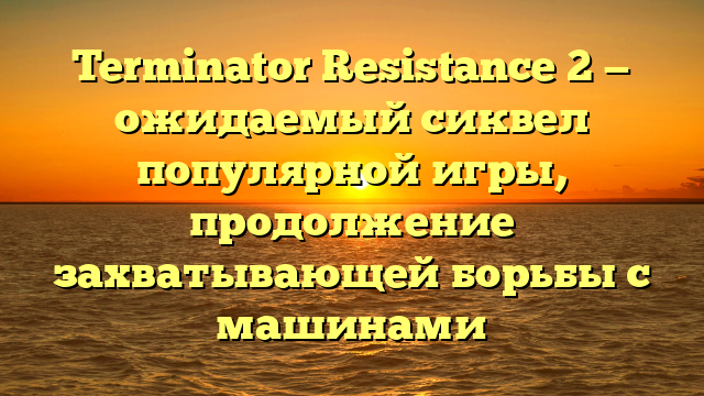 Terminator Resistance 2 — ожидаемый сиквел популярной игры, продолжение захватывающей борьбы с машинами